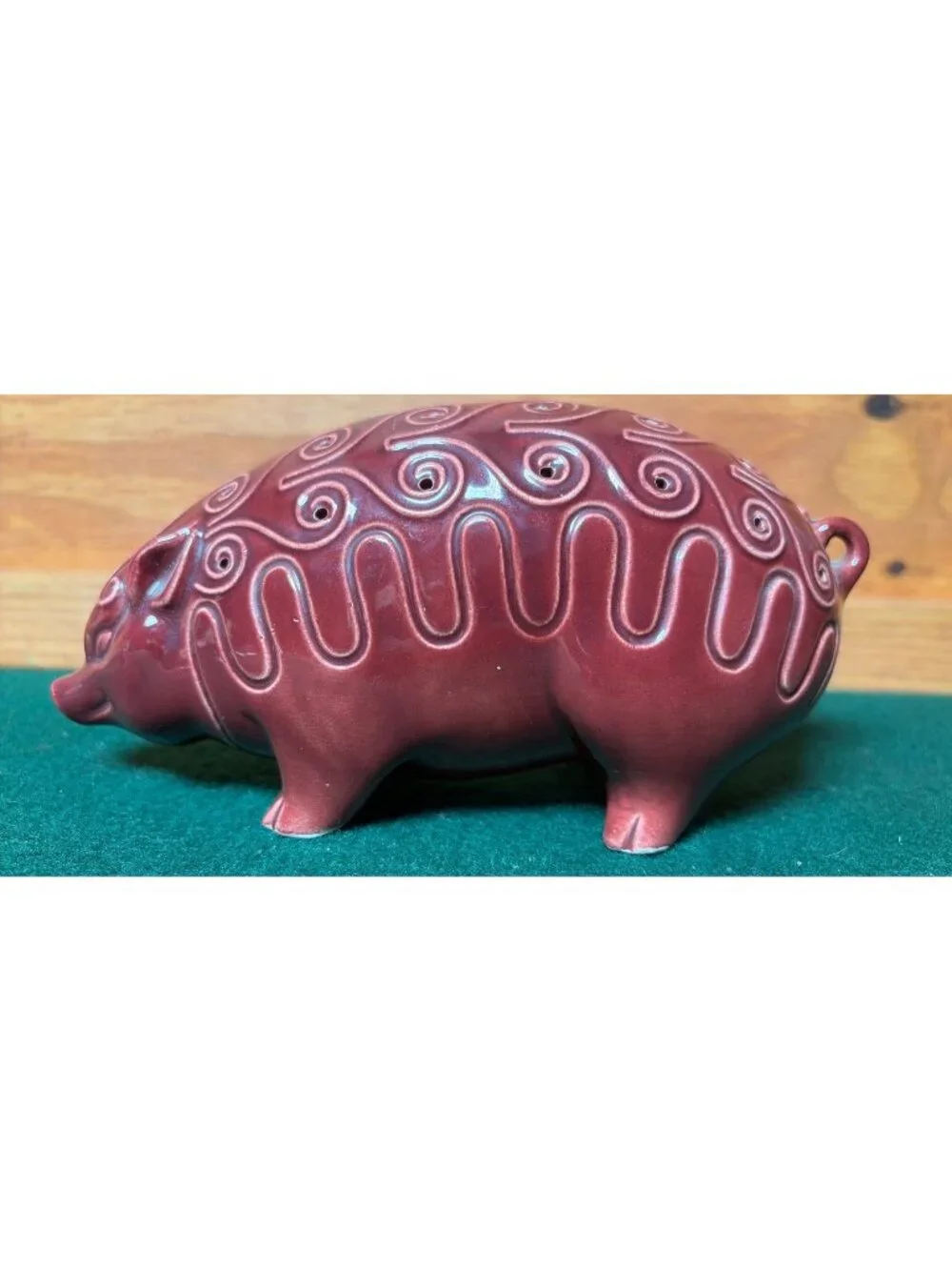 VTG MCM Red Ceramic Pig Toothpick Holder Hors d'oeuvre Server 1950s Novelty